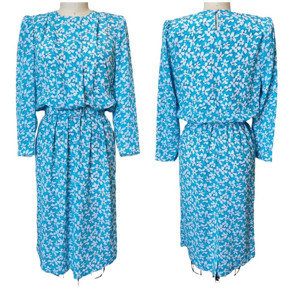 Vintage 80’s Pellini Petites Abstract Floral Midi Dress